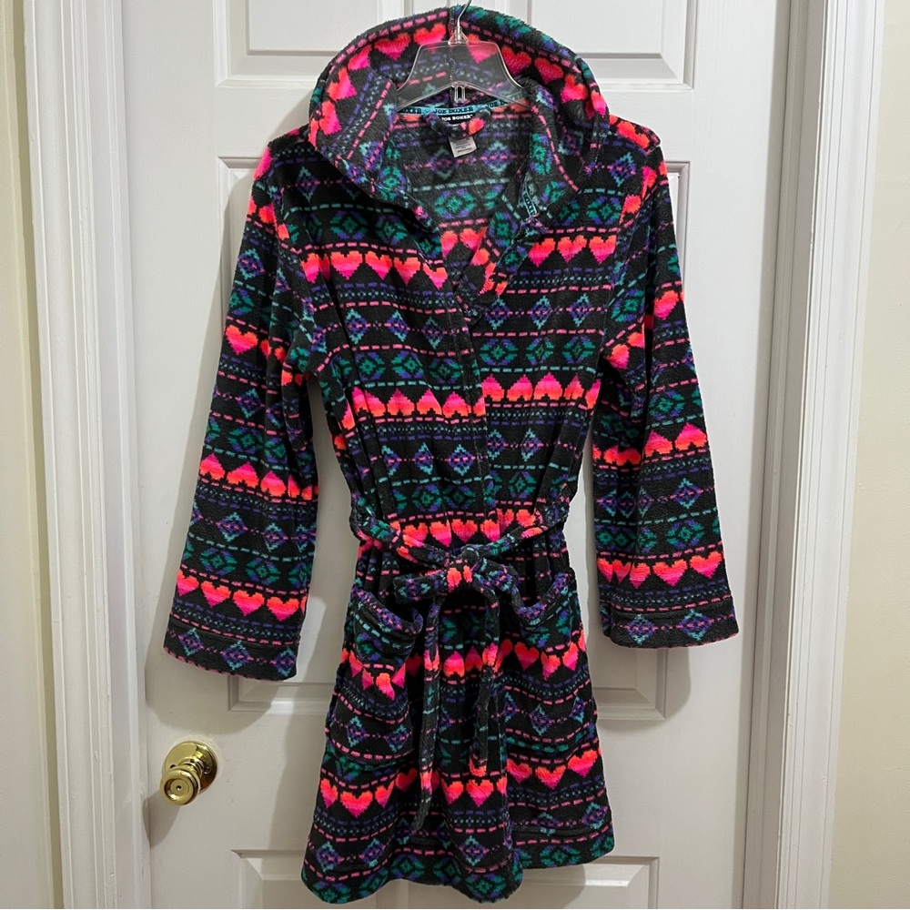 JOE BOXER Robe Hearts size Women Small soft polyester fleece hooded with pockets